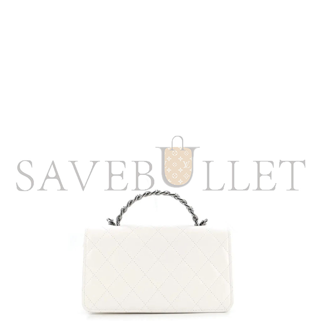 Ch*el master white leather handbag (18.5*11*6cm)
